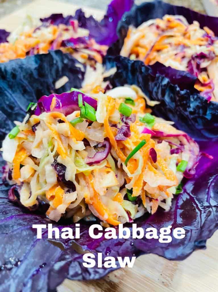 THAI CABBAGE WITH PURPLE AND GREEN CABBAGE WITH GREEN ONIONS