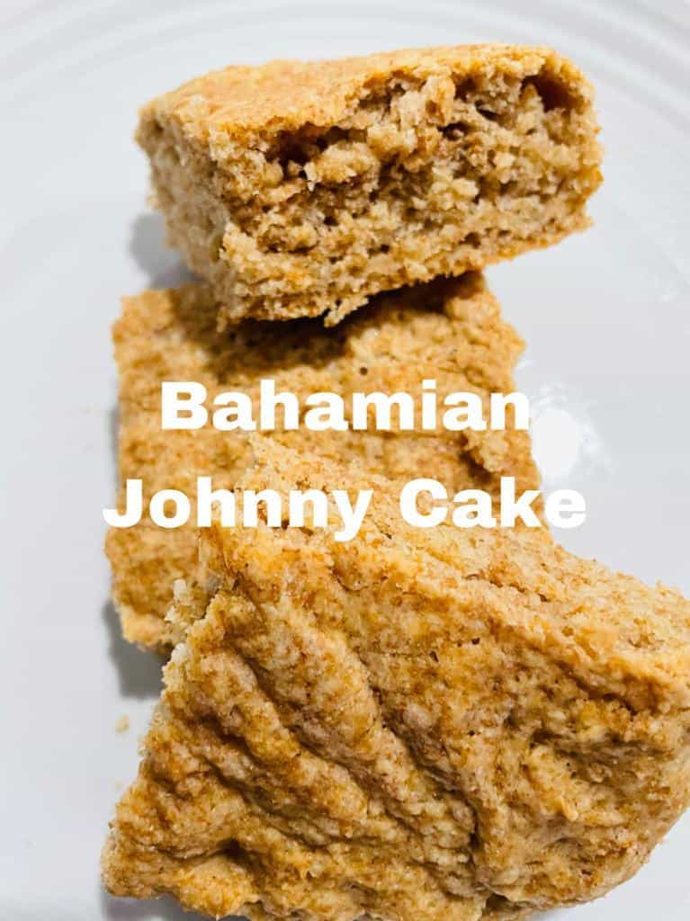 johnny cake is a part of the bahamiian culture, baked and slices place on the white plate